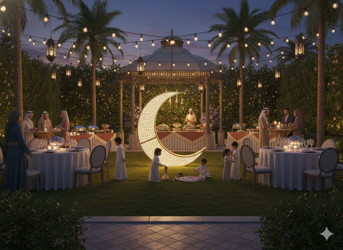 Sila Hilal Crescent Floor Lamp Arabic Pattern Ramadan & Eid Decoration Dark Brown Ramadan Moon Lamp