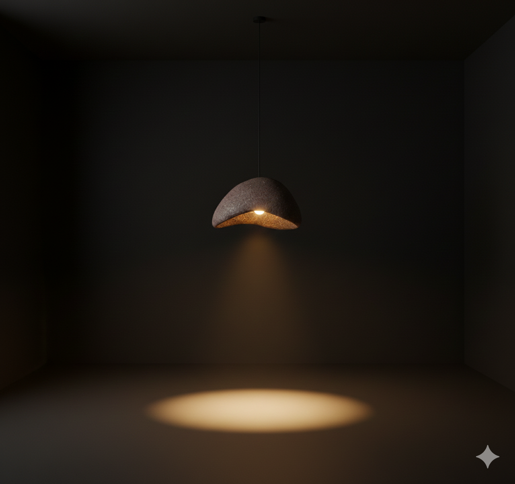 Wabi Sabi Organic Pebble Stone Pendant Light | Minimalist Textured LED Chandelier reddish-brown