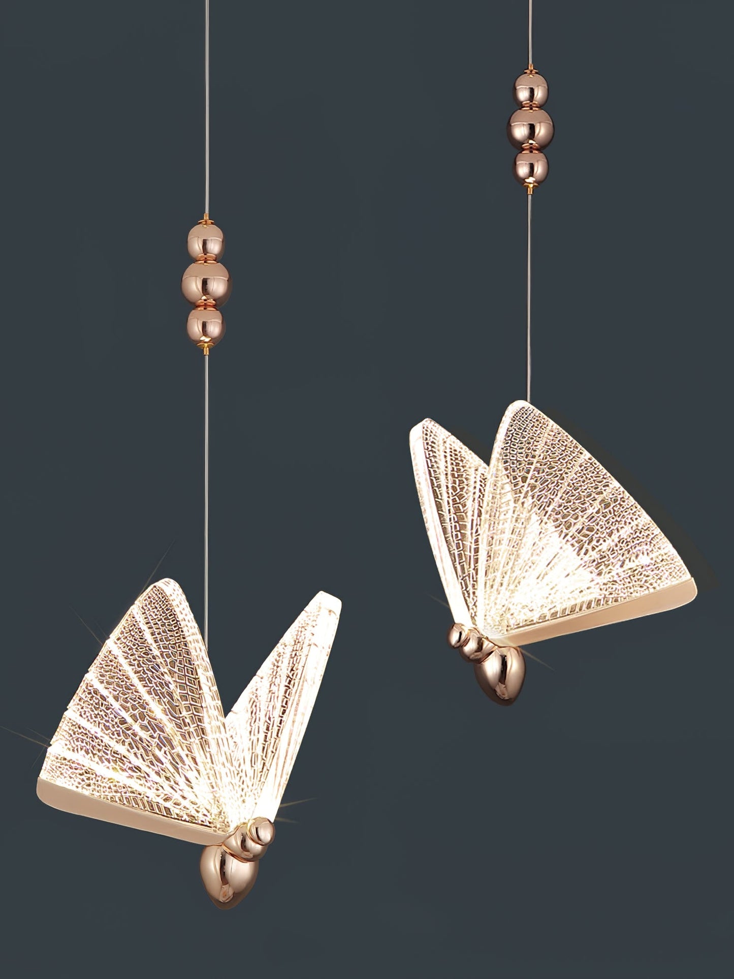 1-Light Gold Butterfly Bedside Hanging Pendant Ceiling Lamp β Elegant Warm Glow for Your Space