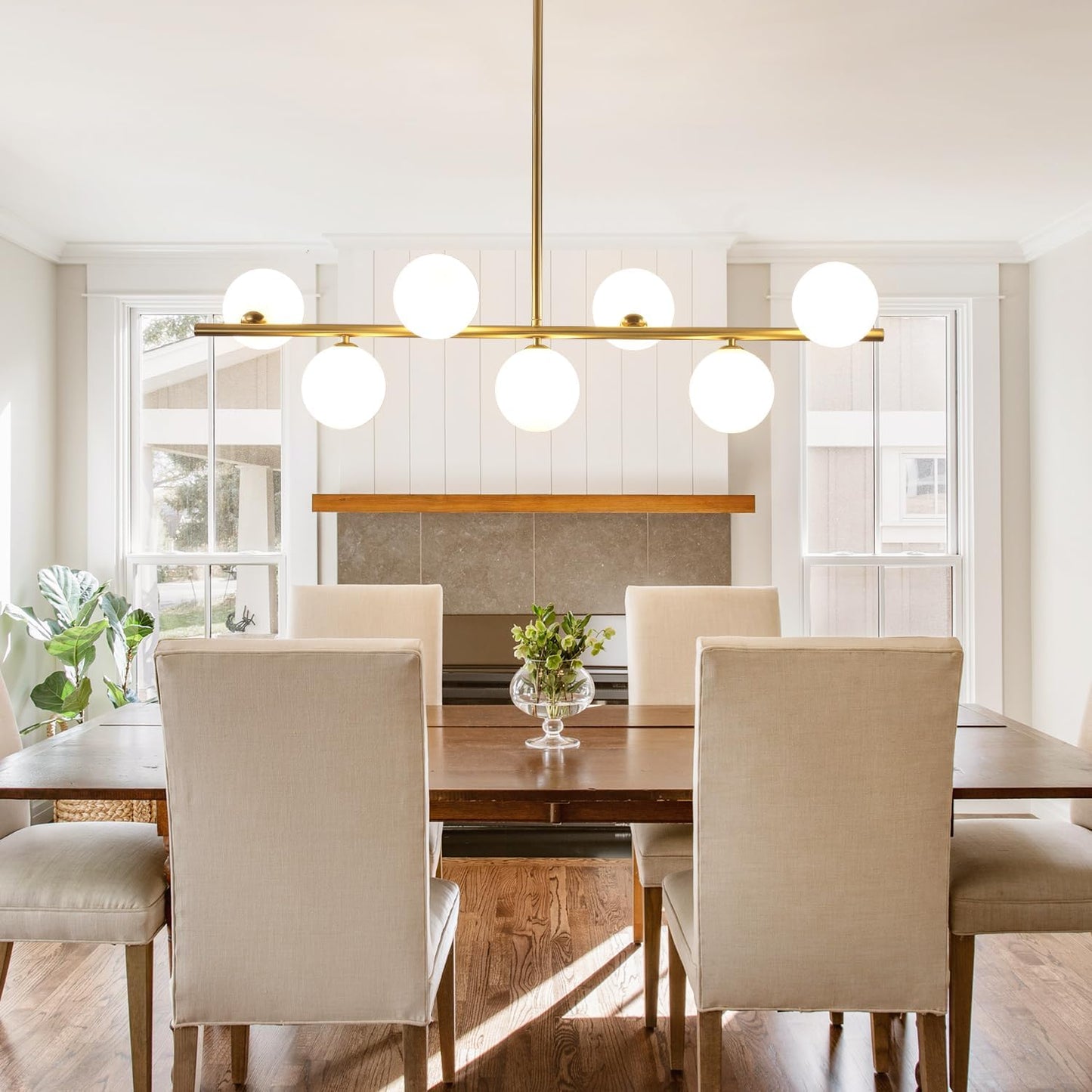 Brushed Brass Gold Sputnik Chandelier - 7-Light Mid-Century Modern Pendant Light