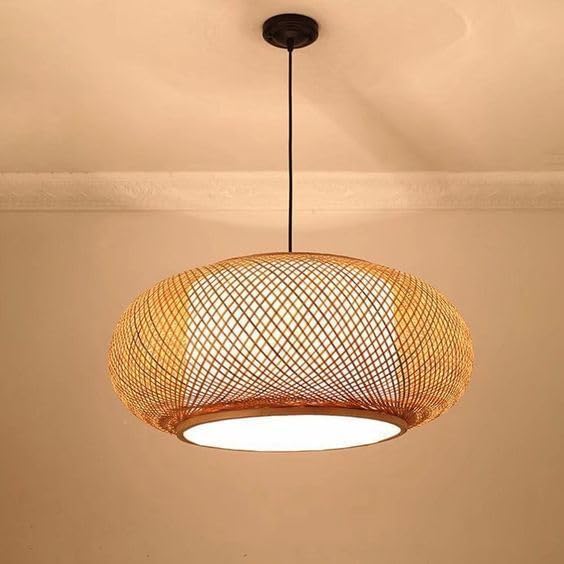 Rustic Bamboo Weave Hanging Ceiling Lamp