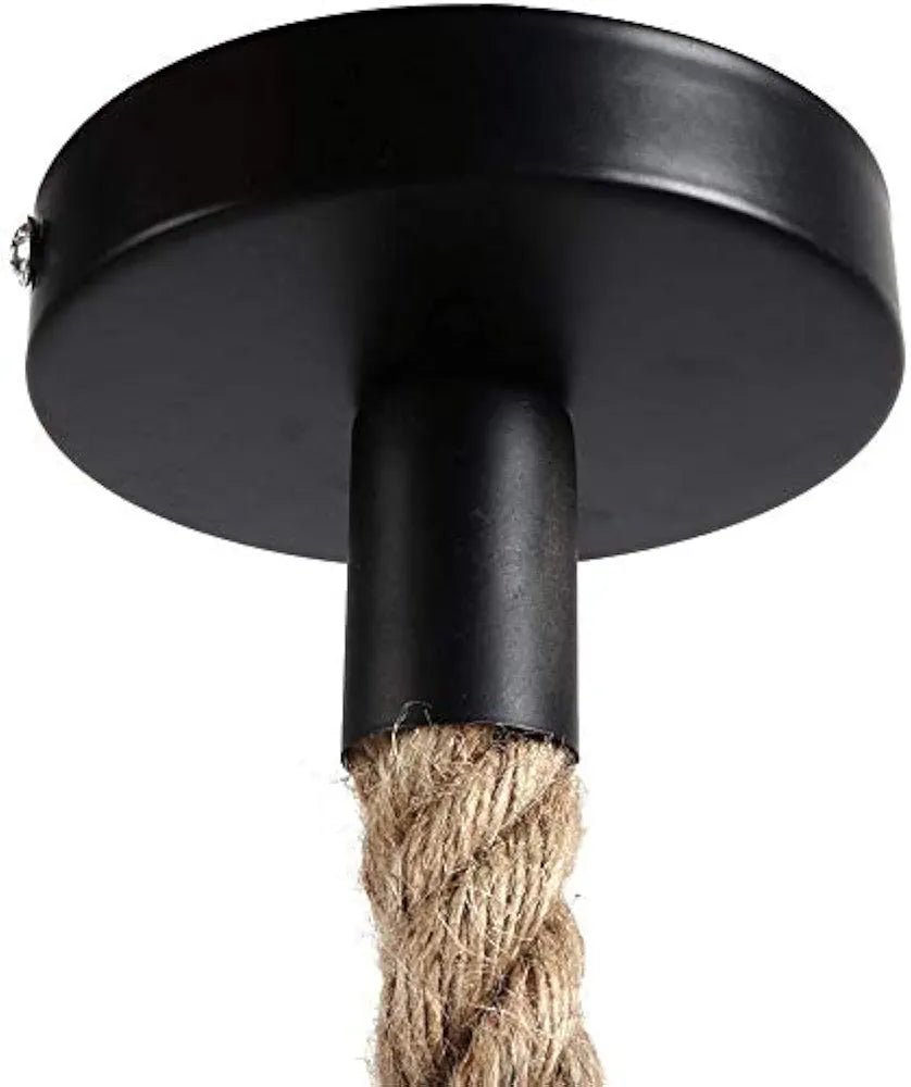 Hemp Rope Cage Pendant Light – Vintage Industrial Charm for Any Space