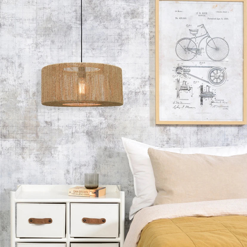 Iguazu Jute Pendant Lamp – Natural Woven Ceiling Light for Dining Rooms, Kitchens & High Ceilings