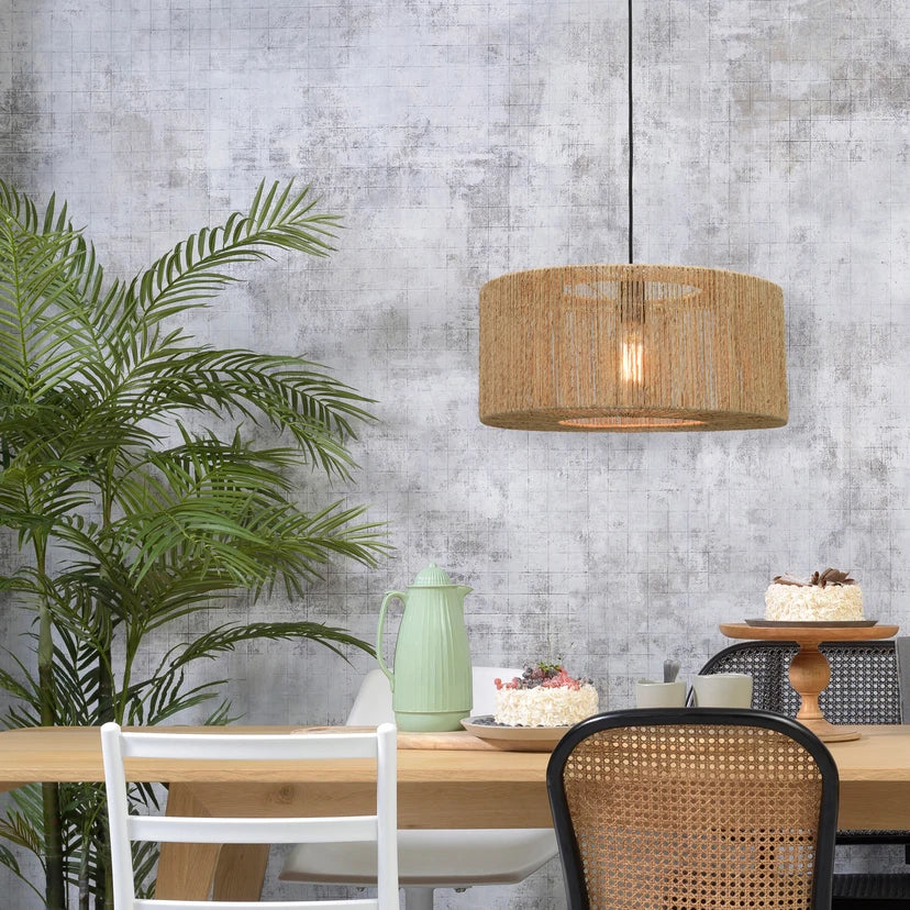 Iguazu Jute Pendant Lamp – Natural Woven Ceiling Light for Dining Rooms, Kitchens & High Ceilings