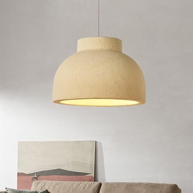 Wabi Sabi Yellow Bowl Shade Pendant Light β Japanese Concrete Look Dome Lamp for Modern Interiors 40 C.M