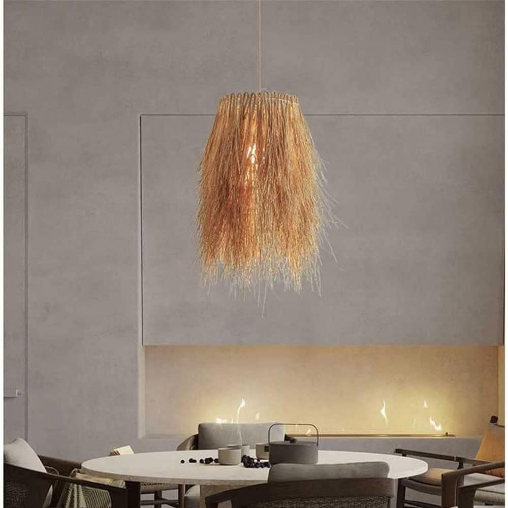 Boho Fringe Rattan Pendant Light