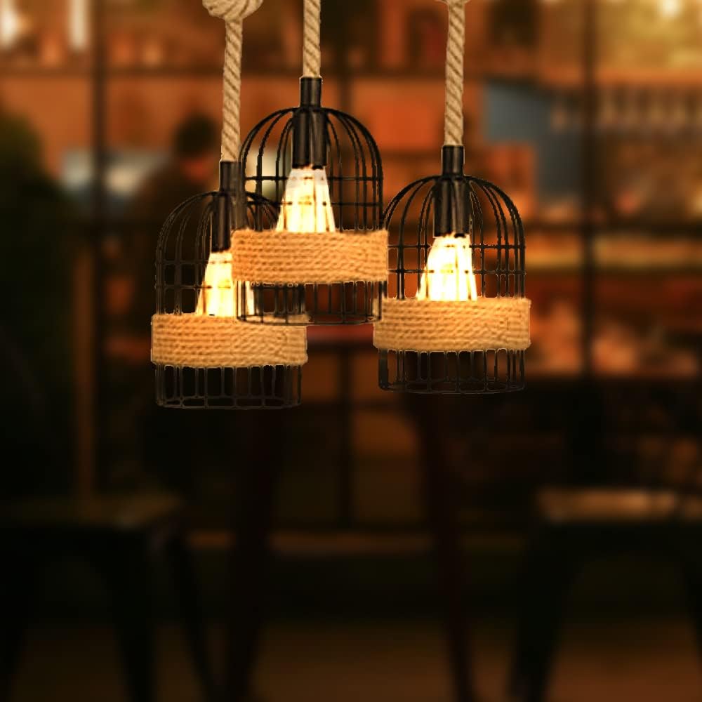Vintage Hemp Rope Industrial Pendant Light – Retro Elegance for Every Space