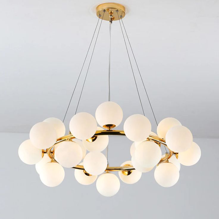 Golden 25‑Light Round Chandelier – Luxe Glass Globe Ceiling Fixture