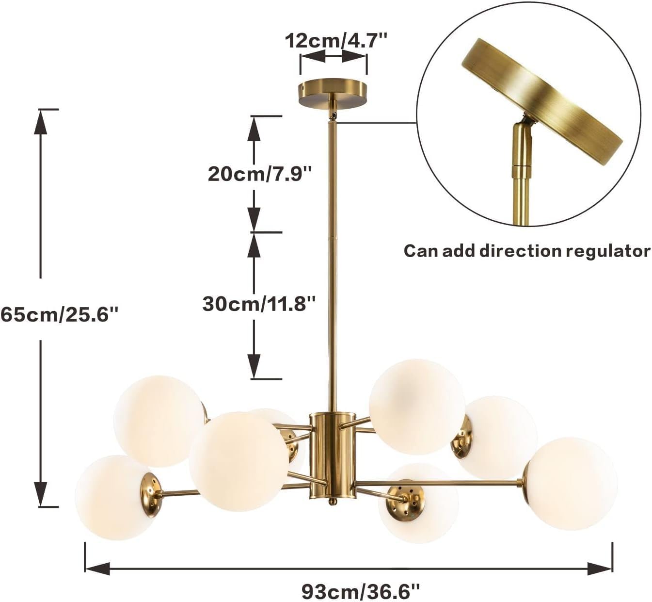 8-Light Glass Sputnik Chandelier – Modern Gold Globe Pendant for Kitchen & Dining Spaces