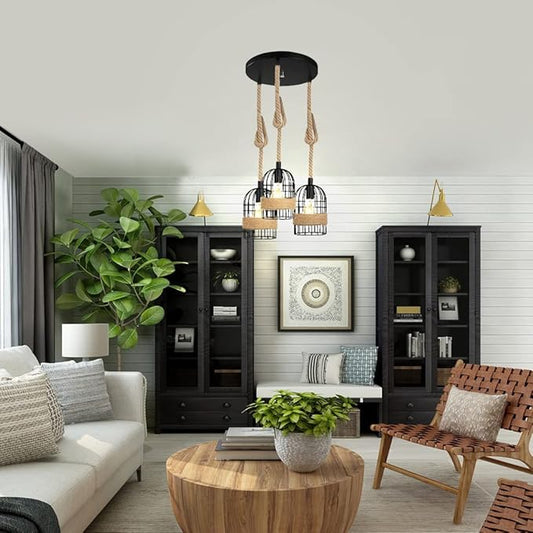 Vintage Hemp Rope Industrial Pendant Light – Retro Elegance for Every Space