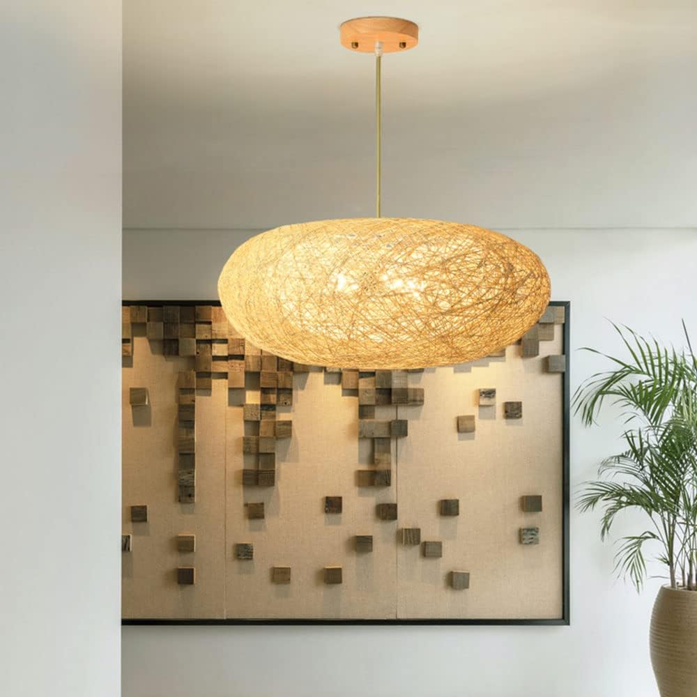 Handwoven Bamboo & Rattan Chandelier - Rustic Antique Ceiling Lamp 50 C.M