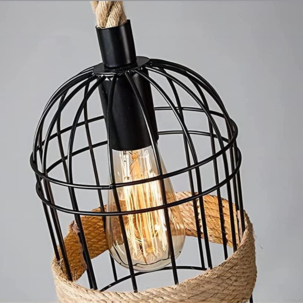 Vintage Hemp Rope Industrial Pendant Light – Retro Elegance for Every Space