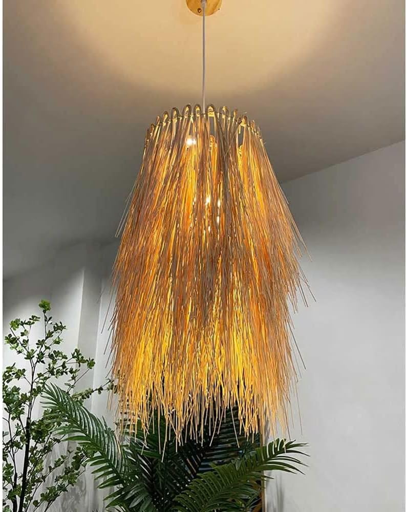Boho Fringe Rattan Pendant Light