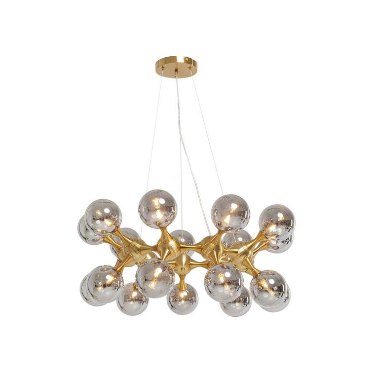 Modern Gold Molecular Chandelier β Smoked 18 Glass Globe Lighting