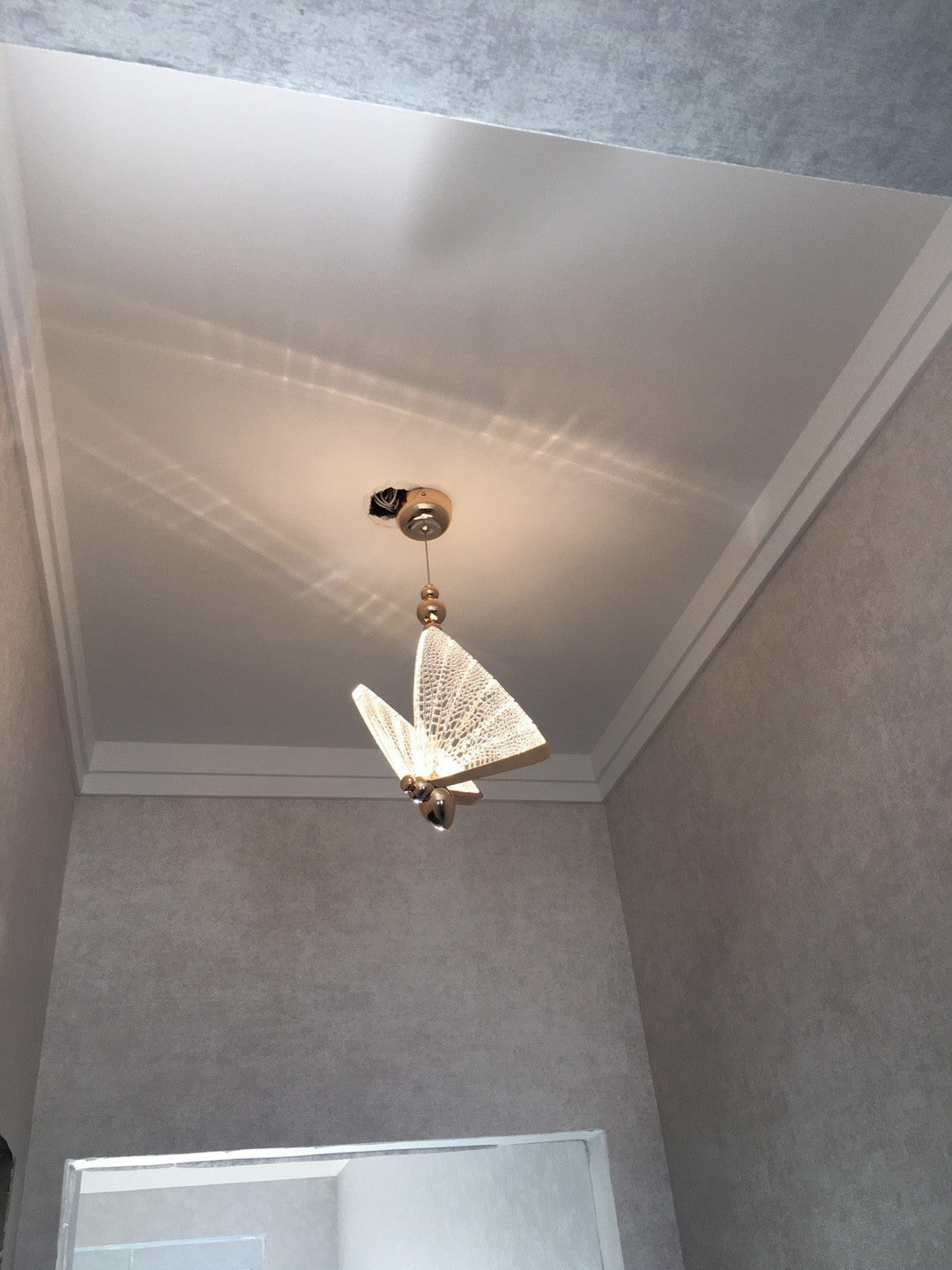 1-Light Gold Butterfly Bedside Hanging Pendant Ceiling Lamp β Elegant Warm Glow for Your Space