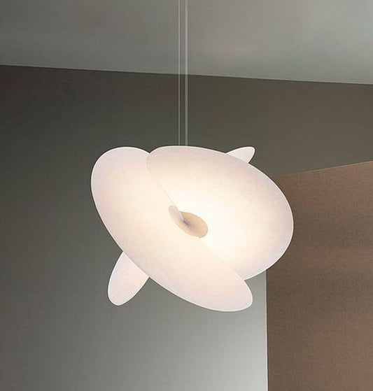 Modern Magnetic PET Fan Chandelier – Lightweight Statement Light with Rice Paper Effect