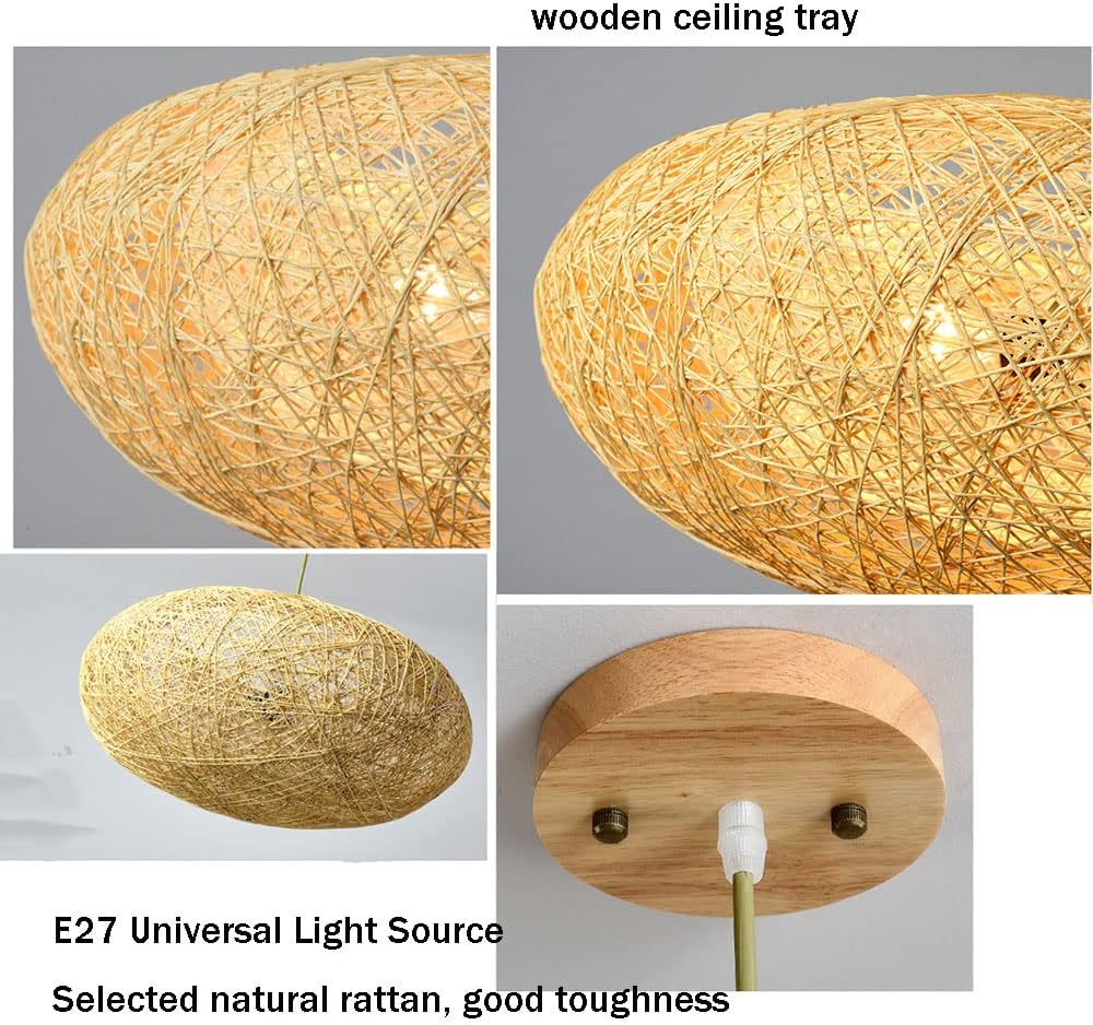 Handwoven Bamboo & Rattan Chandelier - Rustic Antique Ceiling Lamp 50 C.M