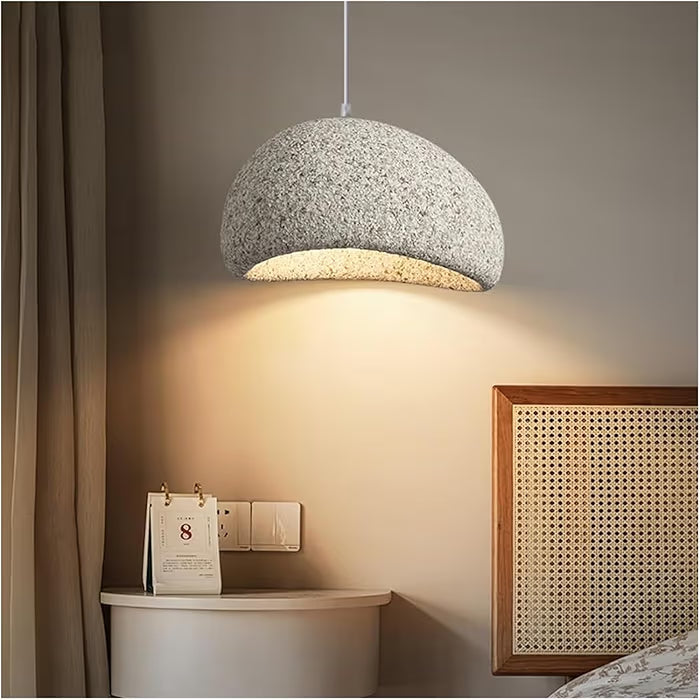 Japanese Dome Art Hanging Lamp – Wabi-Sabi Resin Pendant Light for Kitchen Island, Dining Room & Living Space