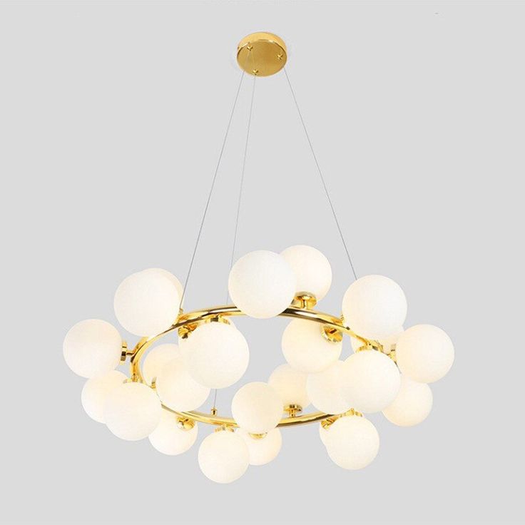 Golden 25‑Light Round Chandelier – Luxe Glass Globe Ceiling Fixture