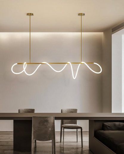 Gold Modern LED Linear Chandelier β Adjustable Nordic Pendant Light for Kitchen Island, Dining Room & Living Room