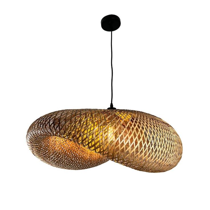 Retro Nordic Bamboo Pendant Light – Handwoven Rattan Bird Nest Chandelier E27