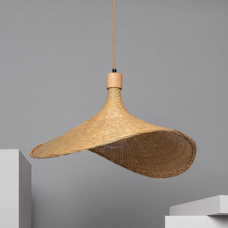 Straw Hat Bamboo Woven Pendant Light β Handmade Rattan Ceiling Lamp
