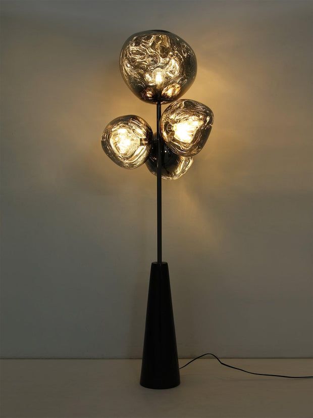 Lava Column Floor Lamp – Smoke Gray & Black Elegance