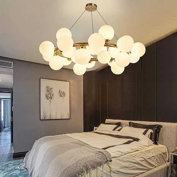 Golden 25‑Light Round Chandelier – Luxe Glass Globe Ceiling Fixture