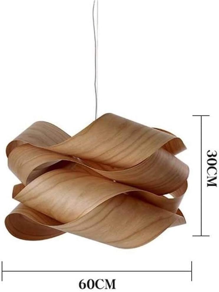 Southeast Asian Wooden Pendant Lamp - Handmade Bamboo Chandelier 30× 60 C.M