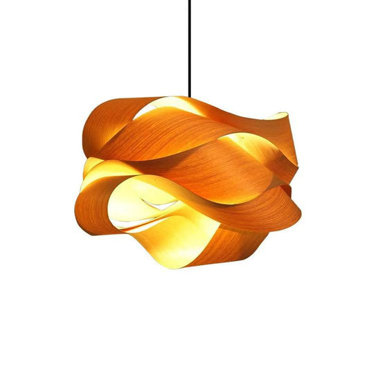 Southeast Asian Wooden Pendant Lamp - Handmade Bamboo Chandelier 30× 60 C.M
