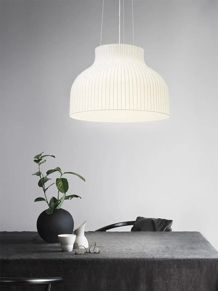Nordic Ribbed Fabric Pendant Light – Minimalist Elegance for Modern Homes 60 C.M