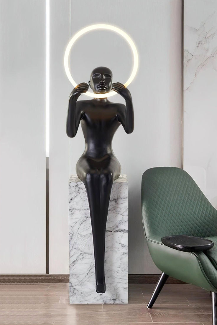 Lovera Marble Base LED Floor Lamp β Black Resin Shade Standing Light for Living Room, Home Decor & Luxury Interiors