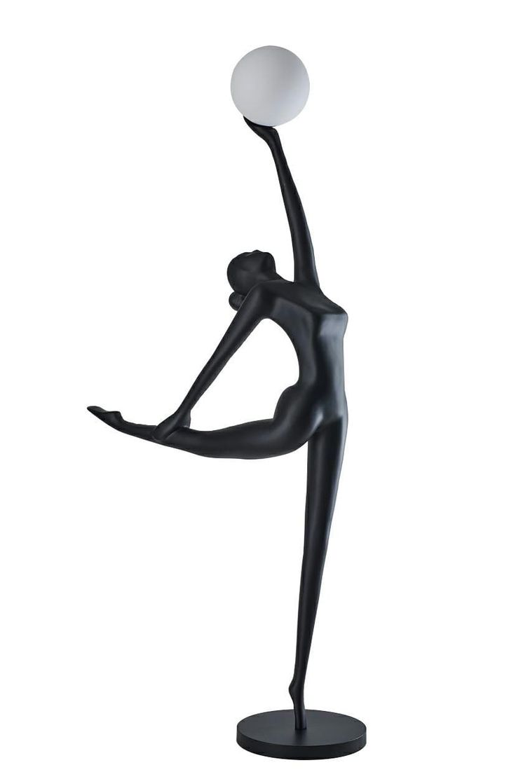 Sculpture Floor Lamp– Artistic Resin Figure Standing Light with Glass Shade for Living Room, Bedroom, Hotel & Gallery Decor