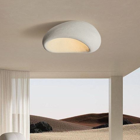 Wabi-Sabi Style Ceiling Light – Japanese Flush Mount Light Fixture for Bedroom, Kitchen, or Hallway