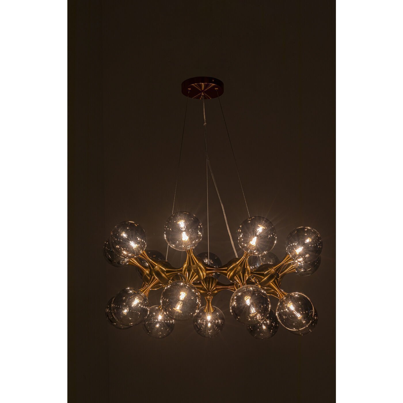 Modern Gold Molecular Chandelier β Smoked 18 Glass Globe Lighting
