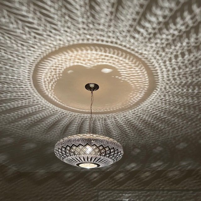 Elegant Moroccan Brass Pendant Light – Handmade Ceiling Chandelier with Adjustable Chain 55 C.M