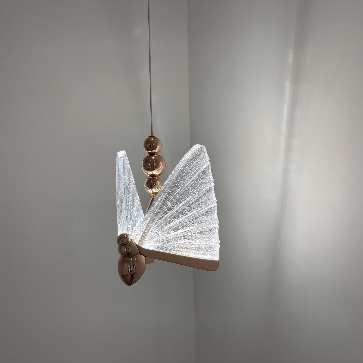 1-Light Gold Butterfly Bedside Hanging Pendant Ceiling Lamp β Elegant Warm Glow for Your Space
