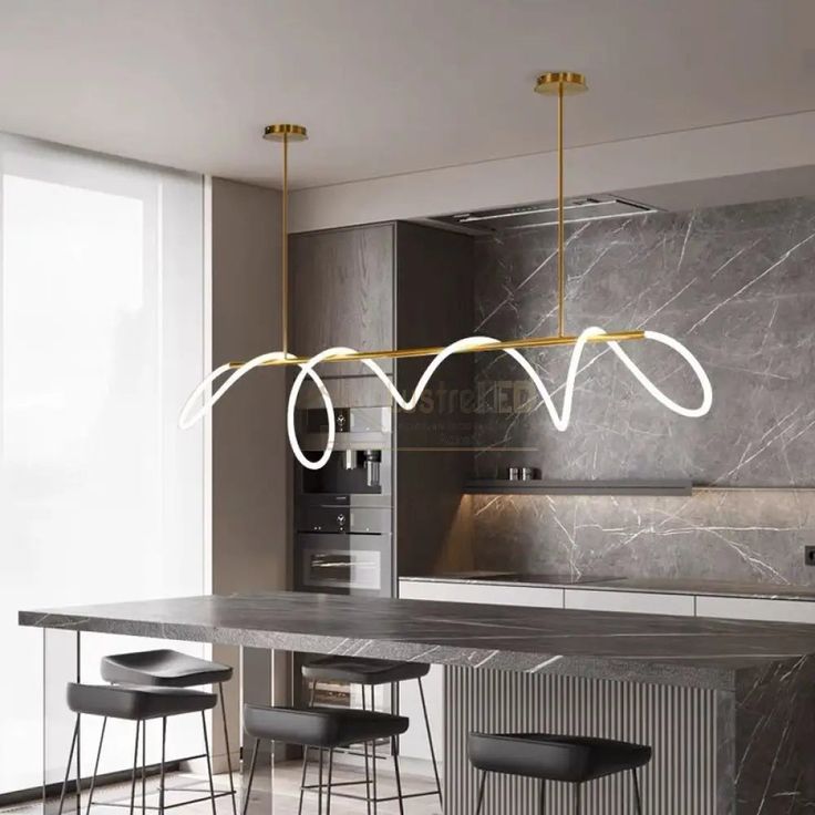 Gold Modern LED Linear Chandelier β Adjustable Nordic Pendant Light for Kitchen Island, Dining Room & Living Room