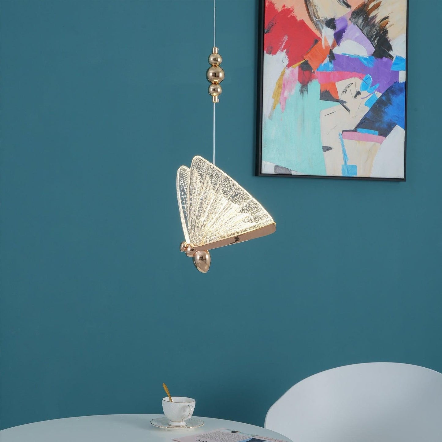 1-Light Gold Butterfly Bedside Hanging Pendant Ceiling Lamp β Elegant Warm Glow for Your Space