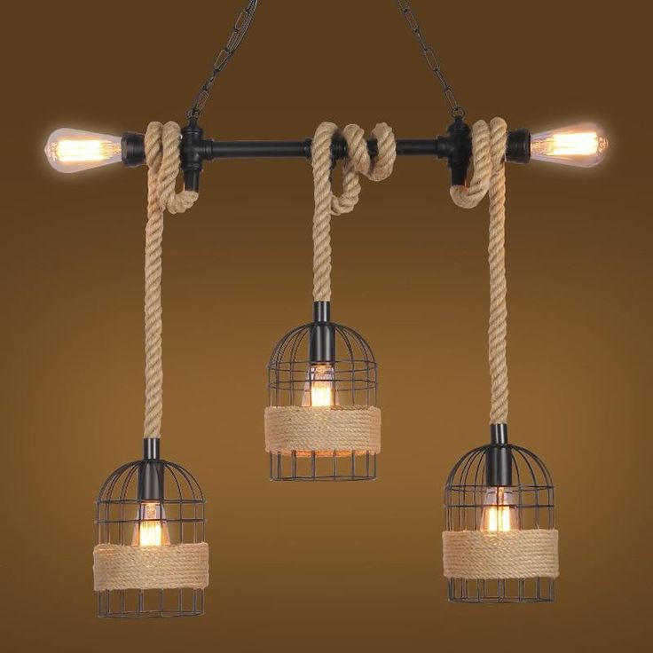 Luxury Industrial Wind Chandelier with Hemp Rope & Water Pipe Design
