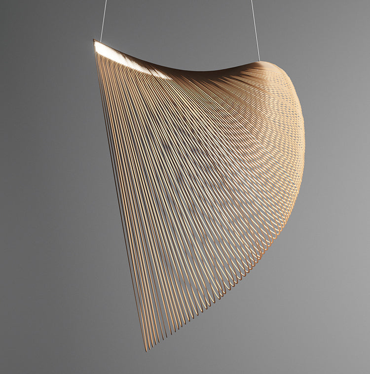 Japandi Style Wood Ring Pendant Light