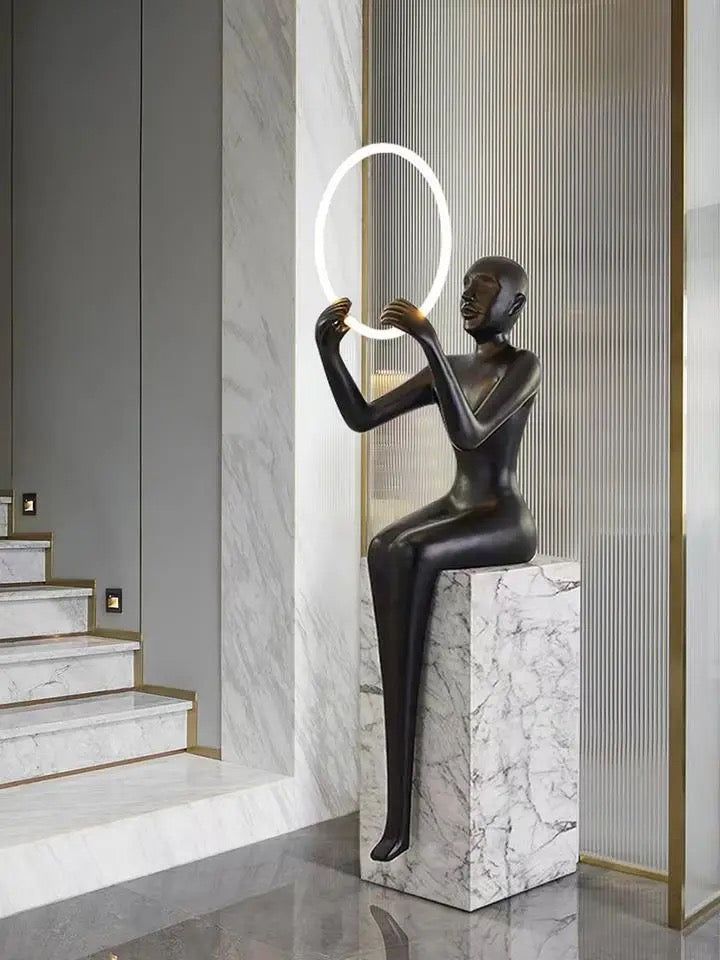 Lovera Marble Base LED Floor Lamp β Black Resin Shade Standing Light for Living Room, Home Decor & Luxury Interiors