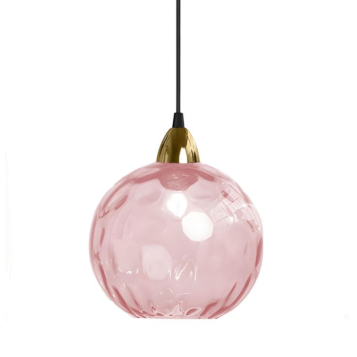 Glass Ball Pendant Light with Bronze Gold Bracket – 200mm Elegant Hanging Lamp
