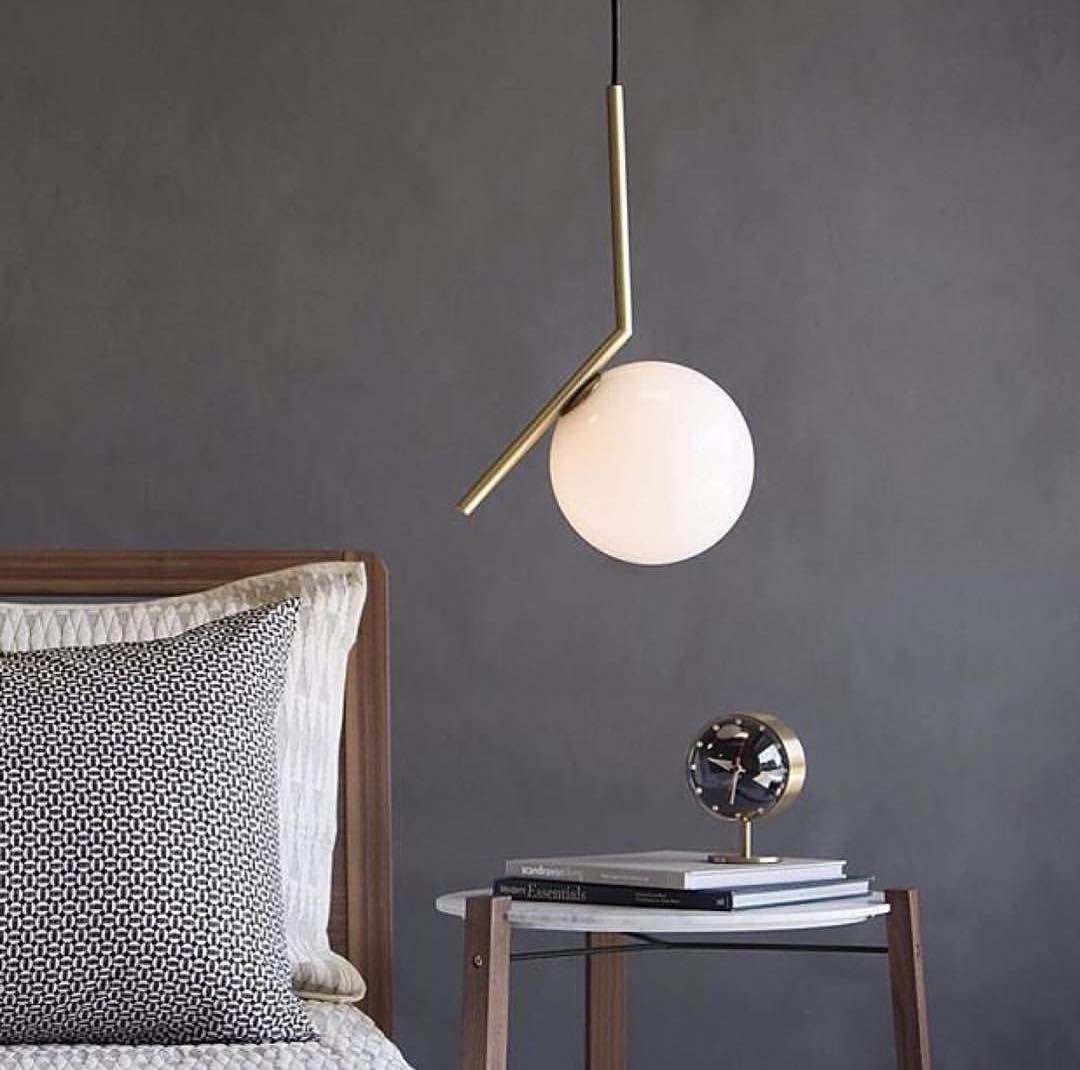 Golden Frosted Glass Globe Pendant Light β Mid-Century Modern Design