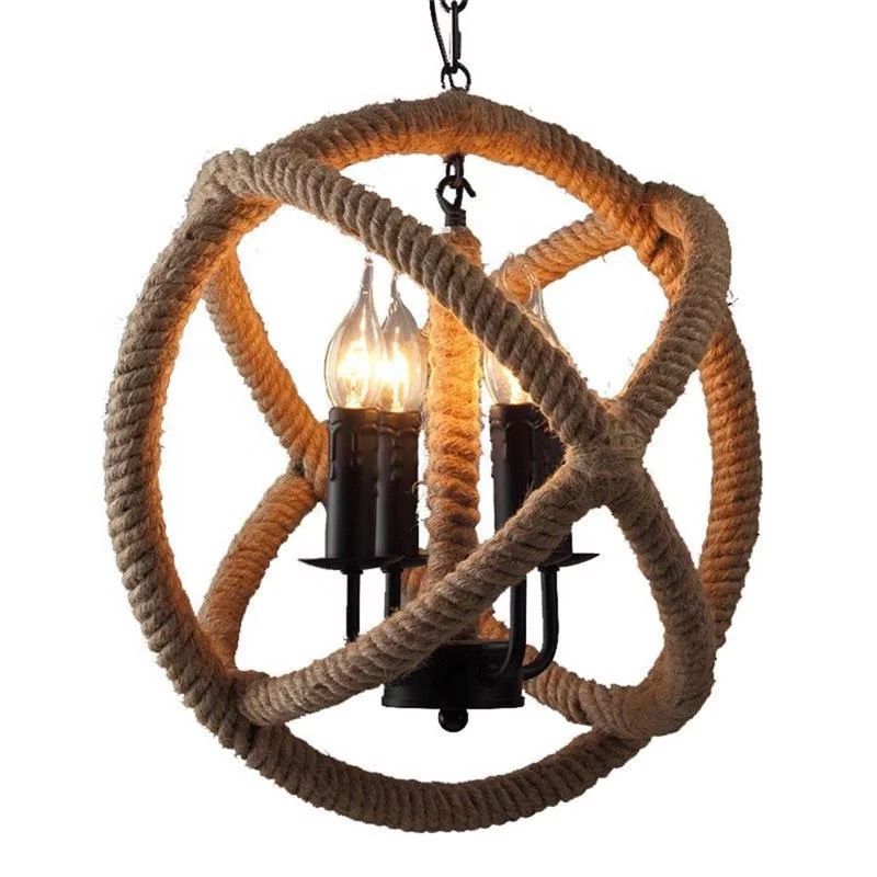 American Vintage Hemp Rope Chandelier – Rustic Elegance for Your Space