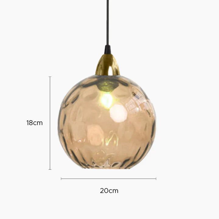 Glass Ball Pendant Light with Bronze Gold Bracket – 200mm Elegant Hanging Lamp