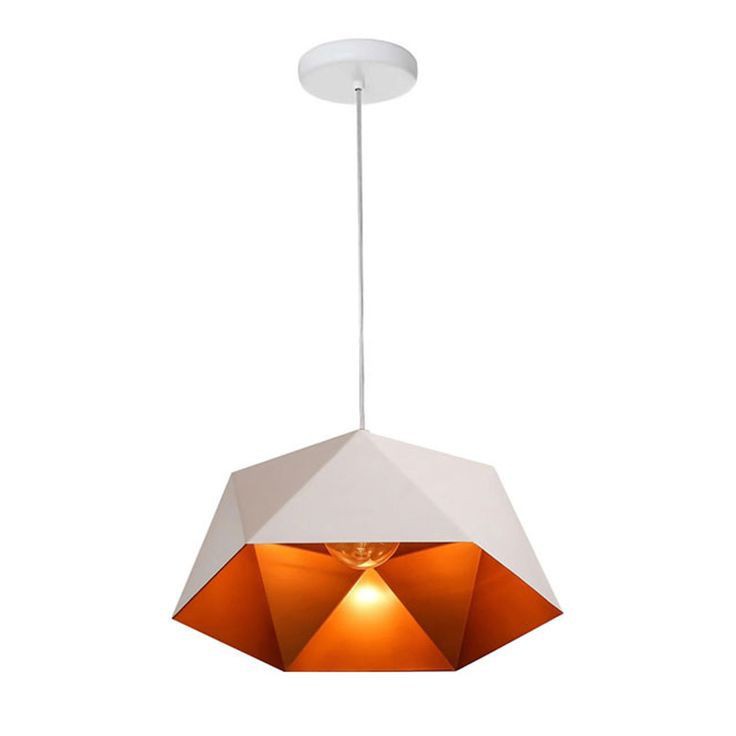 Industrial Geometric Pendant Light – White Cage Ceiling Light for Kitchen, Bar, Dining Room, or Office