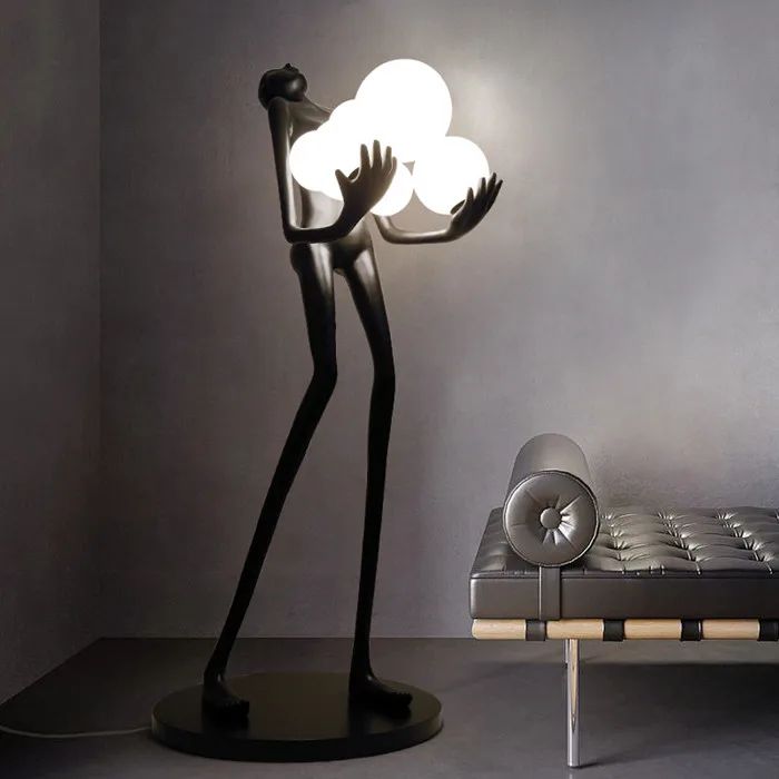 Sculpture Floor Lamp with Globe Lights
