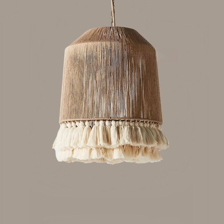 Vintage Hemp Rope Industrial Pendant Light – Handwoven Bamboo Bohemian Ceiling Lamp for Kitchen, Dining & Bedroom 60 C.M