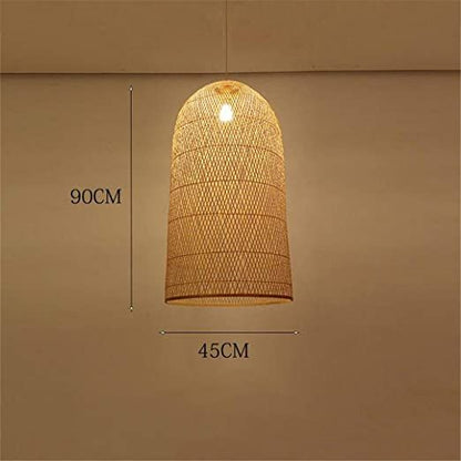 Natural Rattan Bamboo Cage Pendant Light 90 C.M– Handwoven Wicker Lamp